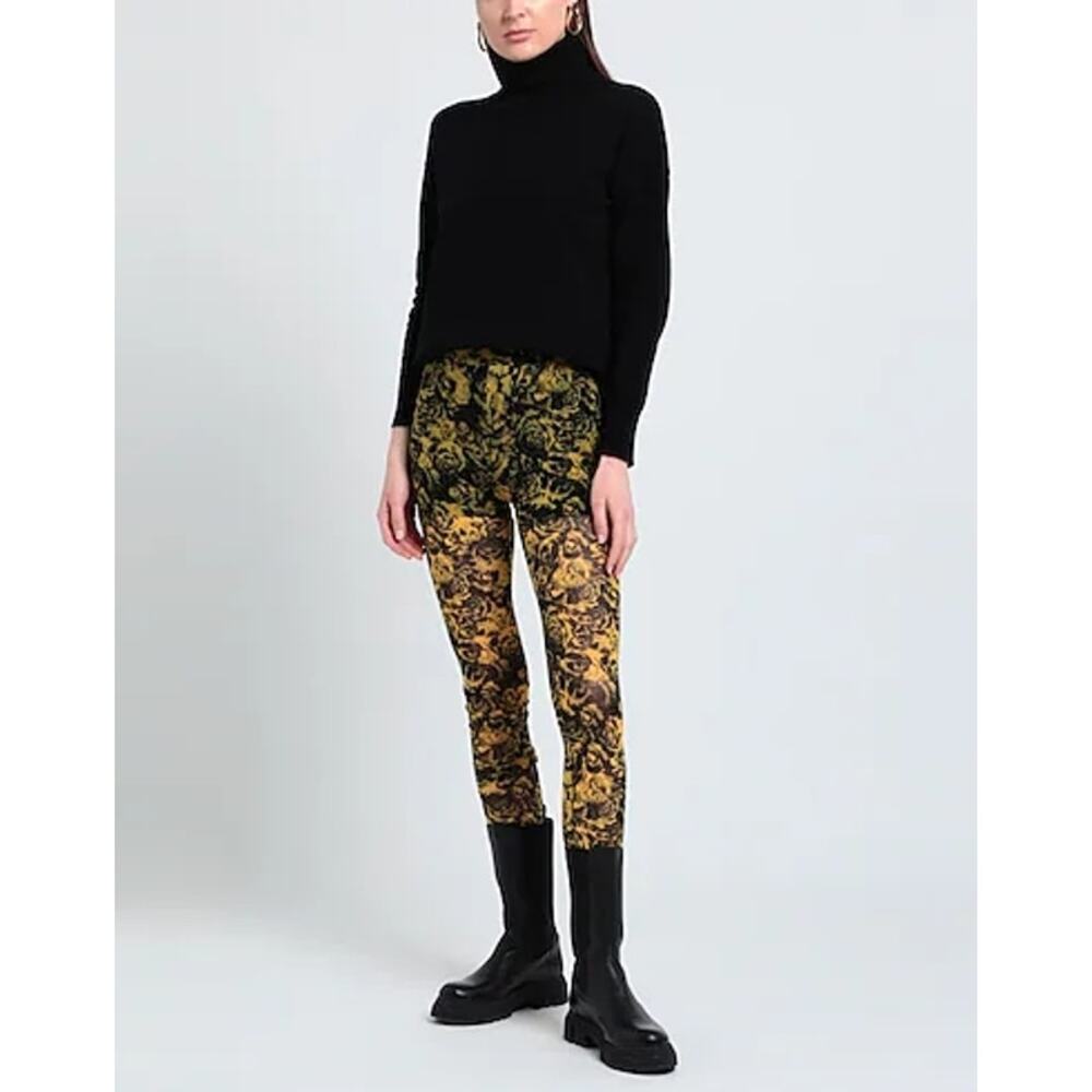 Ganni yellow mesh floral leggings size 14